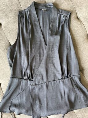 Banana Republic Black Wrap-Style Sleeveless Blouse
